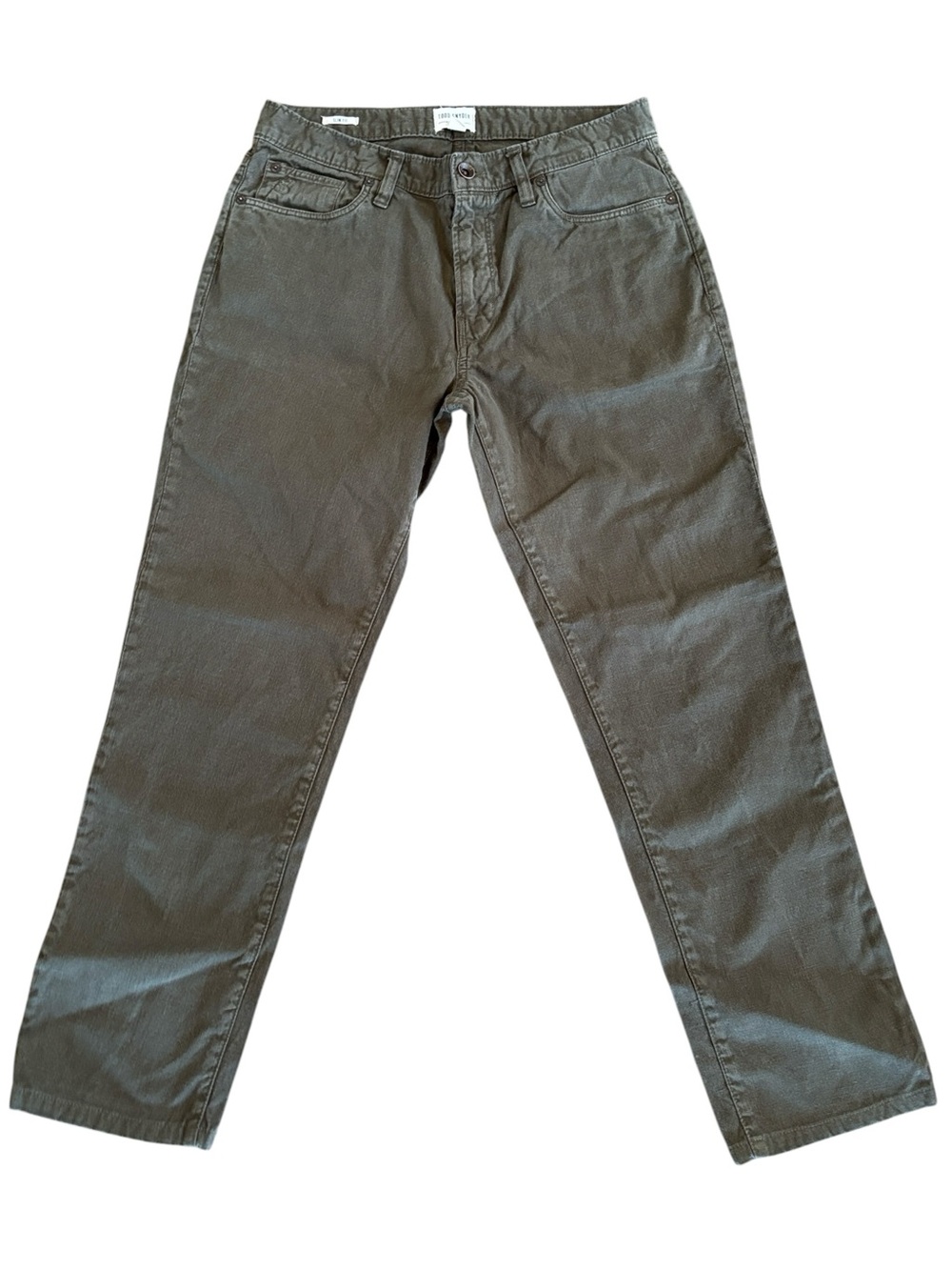 Todd Snyder Slim Fit Olive Green Cropped‎ Jeans Size 30W.
